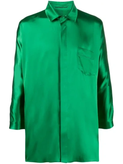 Styland Cropped Sleeve Shirt In Green