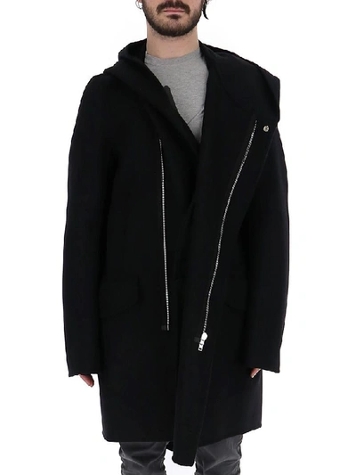Rick Owens Slab Hooded Coat In Black