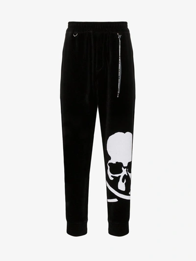 Mastermind Japan Skull-print Velvet Track Trousers In Black