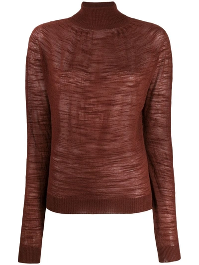 Lemaire Turtle Neck Jumper In Brown