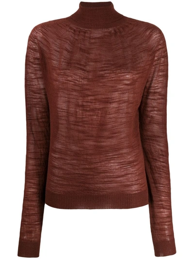 Lemaire Turtle Neck Sweater In Brown