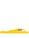 Diesel Logo Print Flip Flops In Yellow