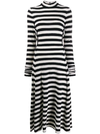 Marc Jacobs Striped Midi Dress In Black