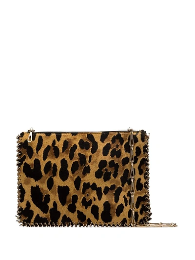 Paco Rabanne Leopard-print Shoulder Bag In Brown