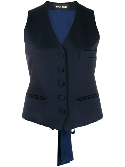 Styland Button-up Waistcoat In Blue