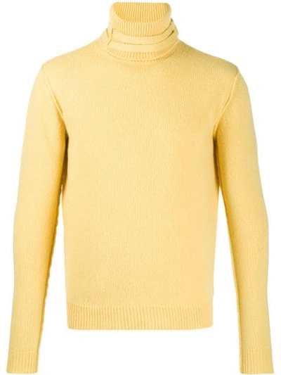 Raf Simons Roll Neck Jumper In Yellow