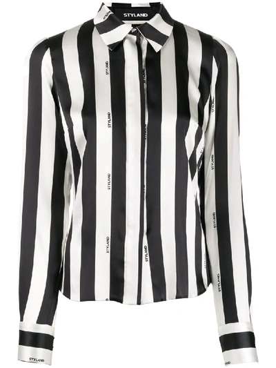 Styland Striped Fitted Shirt In Black