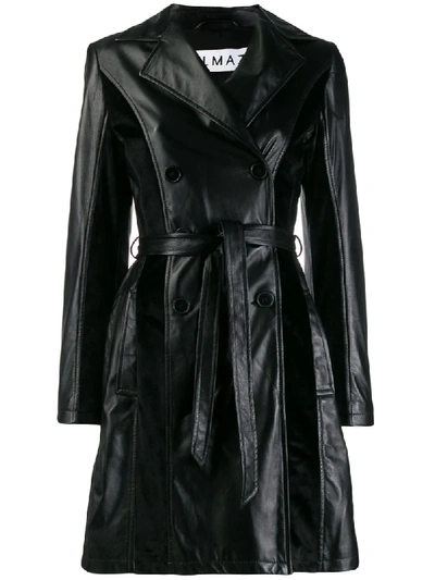 Almaz Leather Trench Coat In Black