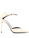 Saint Laurent Pointed Mary Jane Pumps In Neutrals