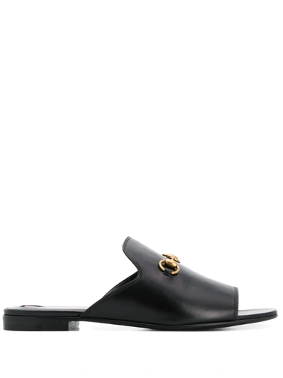 Gucci Slip-on Horsebit Buckle Sandals In Black