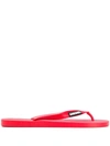 Diesel Logo Print Flip Flops In Red