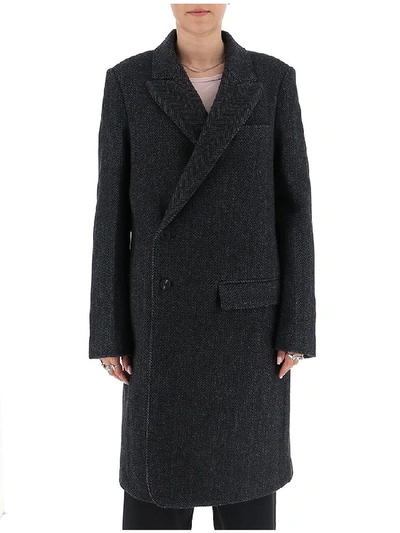 Ann Demeulemeester Herringbone Coat In Grey