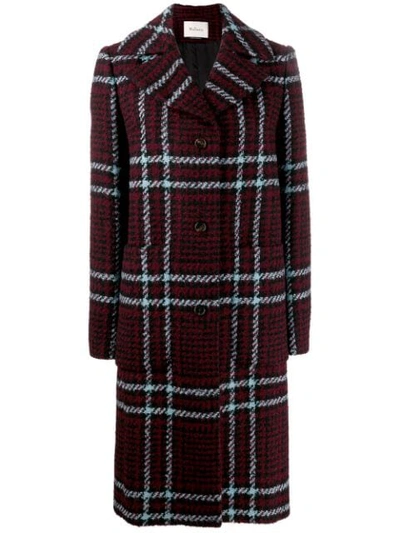 Mulberry Checked Coat In Red