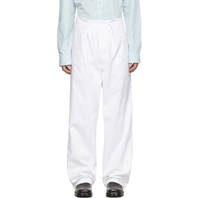 Raf Simons White Heroes And Losers Wide Fit Trousers In 00010 White
