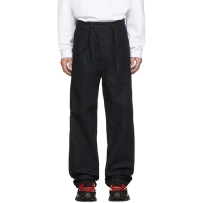 Raf Simons Navy Heroes And Losers Wide Fit Trousers In 00044 Dknvy