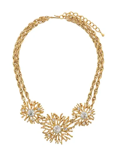 Pre-owned Susan Caplan Vintage 1990s Kenneth Jay Lane Starburst Necklace In Gold