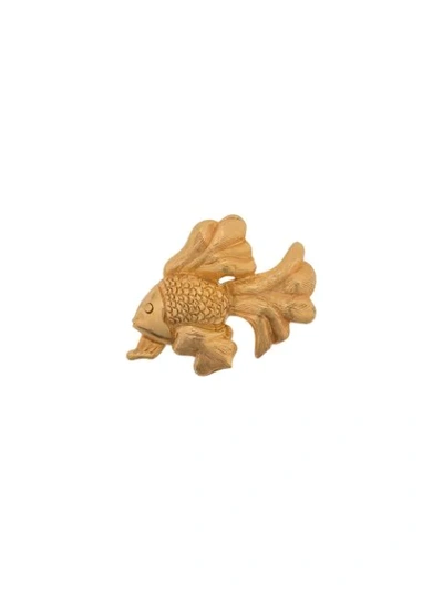 Pre-owned Susan Caplan Vintage 1980s Napier Fish Brooch In Gold