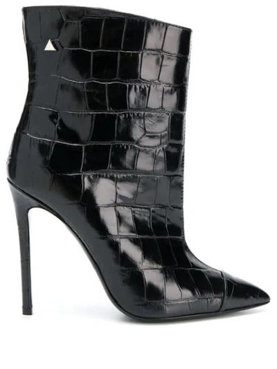 Greymer High Heels Ankle Boots In Black Leather