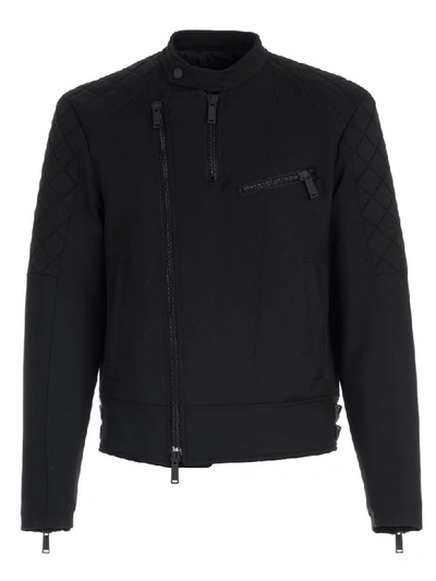 Dsquared2 Jacket Leather Wool Cady In Black