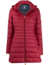 Save The Duck Padded Hooded Coat In 1501 Mineral Red