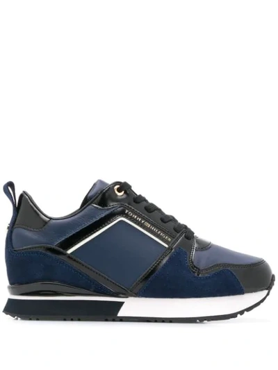 Tommy Hilfiger Patent Wedge Trainers In Blue