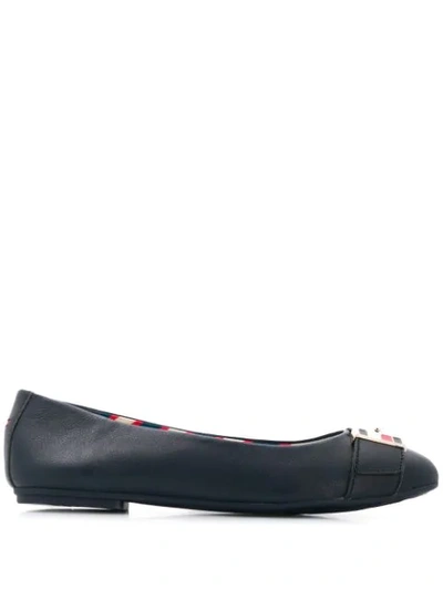 Tommy Hilfiger Strap Detail Ballerina Shoes In Blue