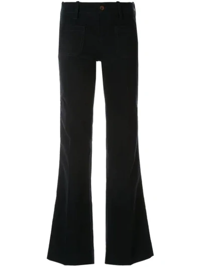 Victoria Victoria Beckham Patch Pocket Flared Trousers In Blue