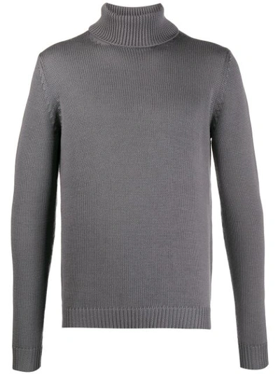 Roberto Collina Turtle-neck Fitted Jumper In Grey