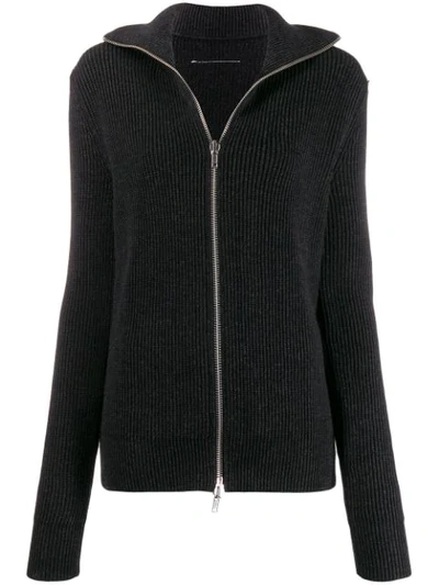 Mm6 Maison Margiela Ribbed Zip Front Jumper In Black