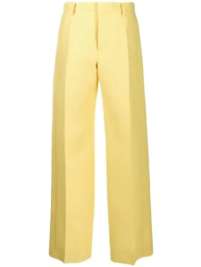 Lanvin Wool And Silk-blend Wide-leg Trousers In Yellow
