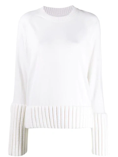 Mm6 Maison Margiela Ribbed Trim Jumper In White