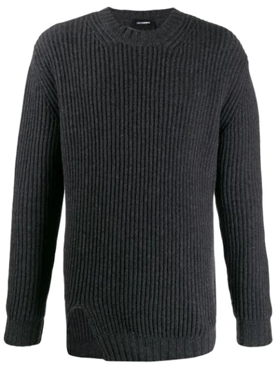 Les Hommes Cutout Ribbed Jumper In Grey