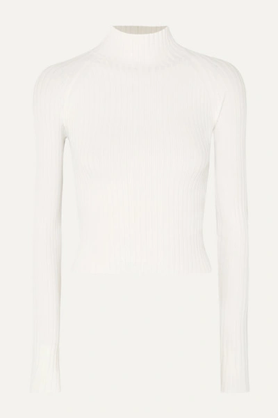 Dion Lee 'twist' Cutout Back Rib Knit Cropped Top In Ivory
