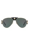 Versace Medusa 62mm Aviator Sunglasses In Dark Green