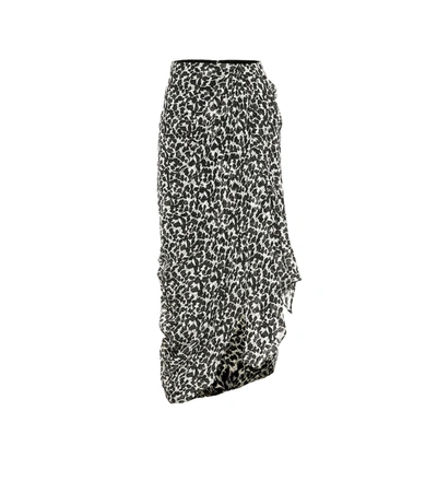 Isabel Marant Floral Metallic Silk Blend Drape Midi Skirt In Black