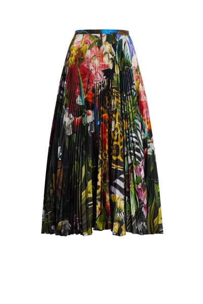 Roberto Cavalli Paradise Found Print Pleated Skirt In Multicolour