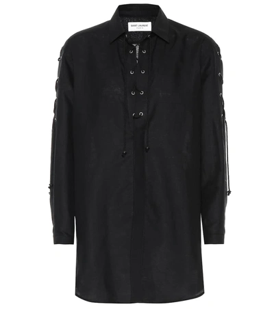 Saint Laurent Cotton And Linen Shirt In Black