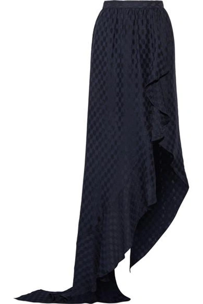Juan Carlos Obando Asymmetric Wrap-effect Ruffled Silk-jacquard Maxi Skirt