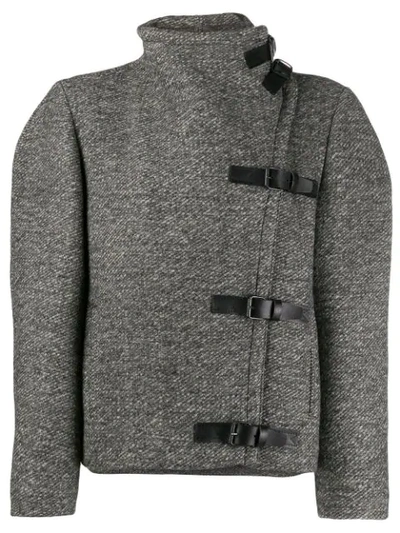 Isabel Marant Nate Buckled High-neck Wool-blend Jacket In Grey