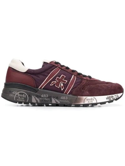 Premiata Lander Suede And Tech Fabric Sneakers In Red