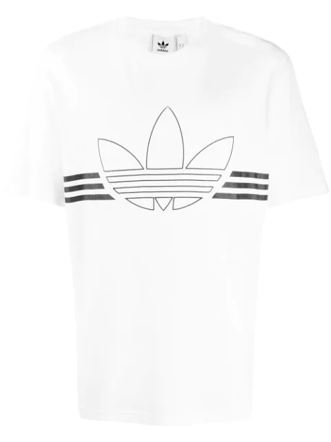 Adidas Originals Outline Trefoil 3-stripe T-shirt In White Blanc | ModeSens