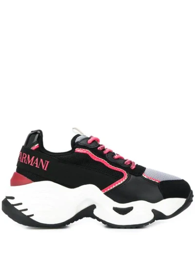 Emporio Armani Black Grey Pink Chunky Sneaker