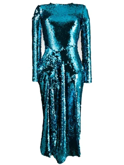 Preen By Thornton Bregazzi Valena Sequin Dress In Blue