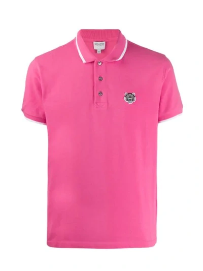 Kenzo Tiger Embroidery Polo Shirt In Pink
