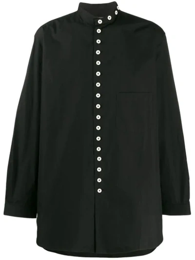 Yohji Yamamoto Contrast Button Shirt In Black