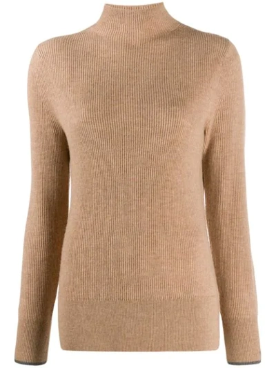 Calvin Klein Ribbed Knit Sweater In Neutrals