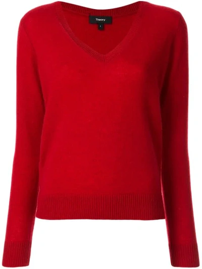 Theory V-neck Jumper In Red