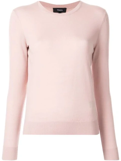 Theory Round Neck Jumper In Pink