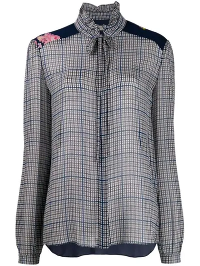 Preen Line Liana Checked Blouse In Blue