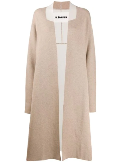 Jil Sander Contrast Neck Cardigan In Neutrals